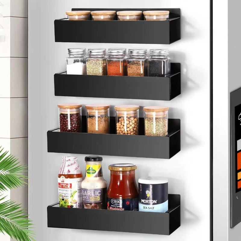 Spice Jar Labels - Set di 2 Portaspezie Magnetici Neri