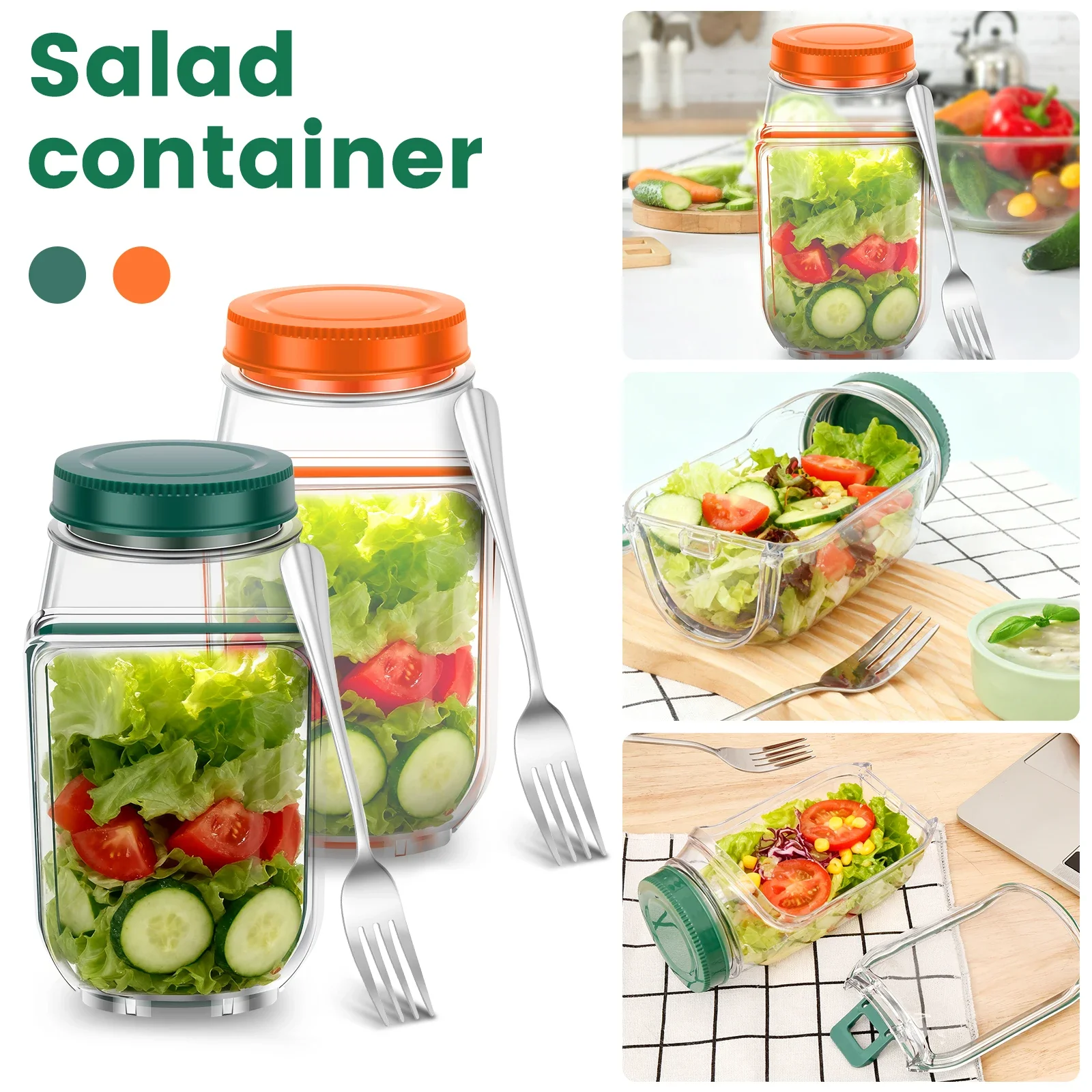 Salad Container Jar - Contenitori per Insalata in Plastica con