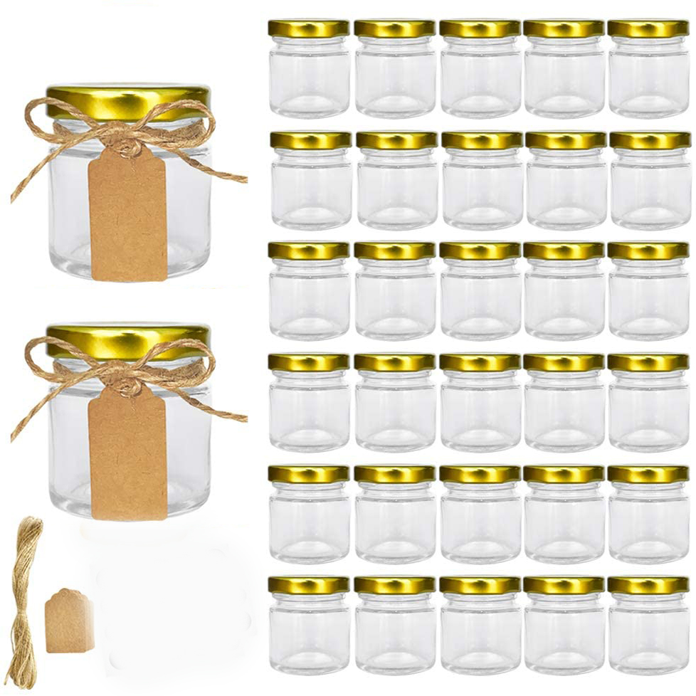 Spice Jar Labels - Barattoli di vetro con coperchi dorati,
