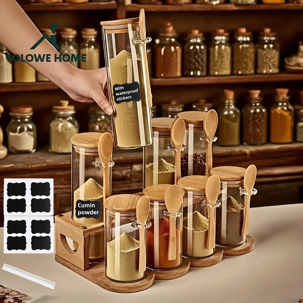 Spice Jar Labels - Set di contenitori in vetro da