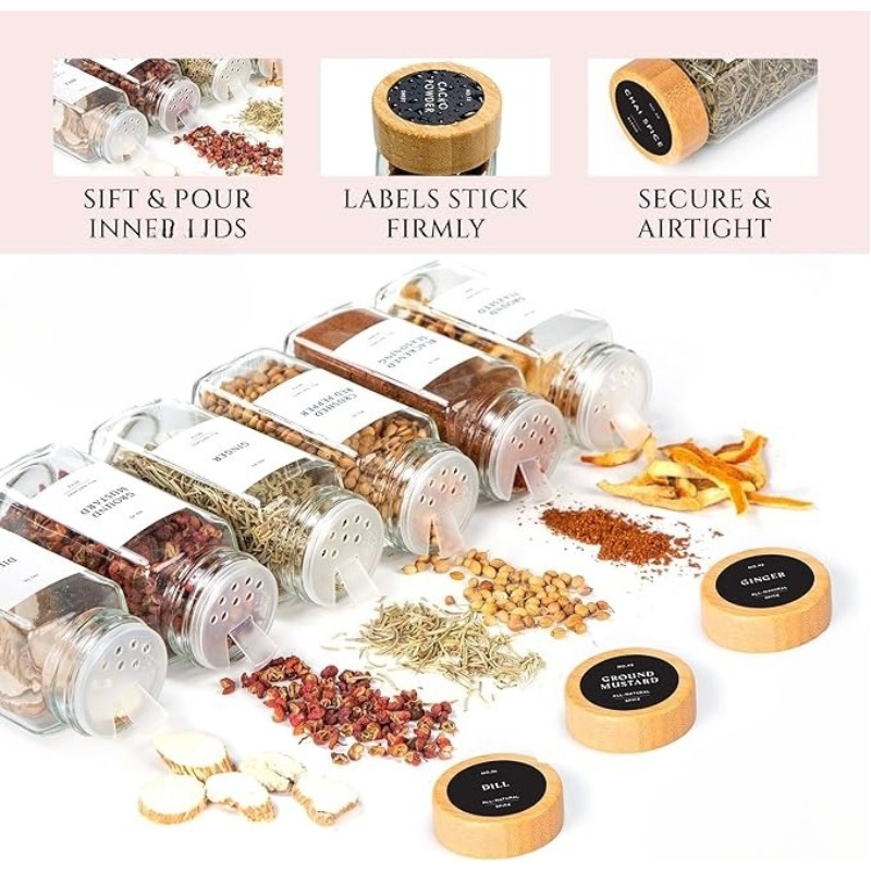 Set di barattoli quadrati per  - Spice Jar Labels recensione e prezzo