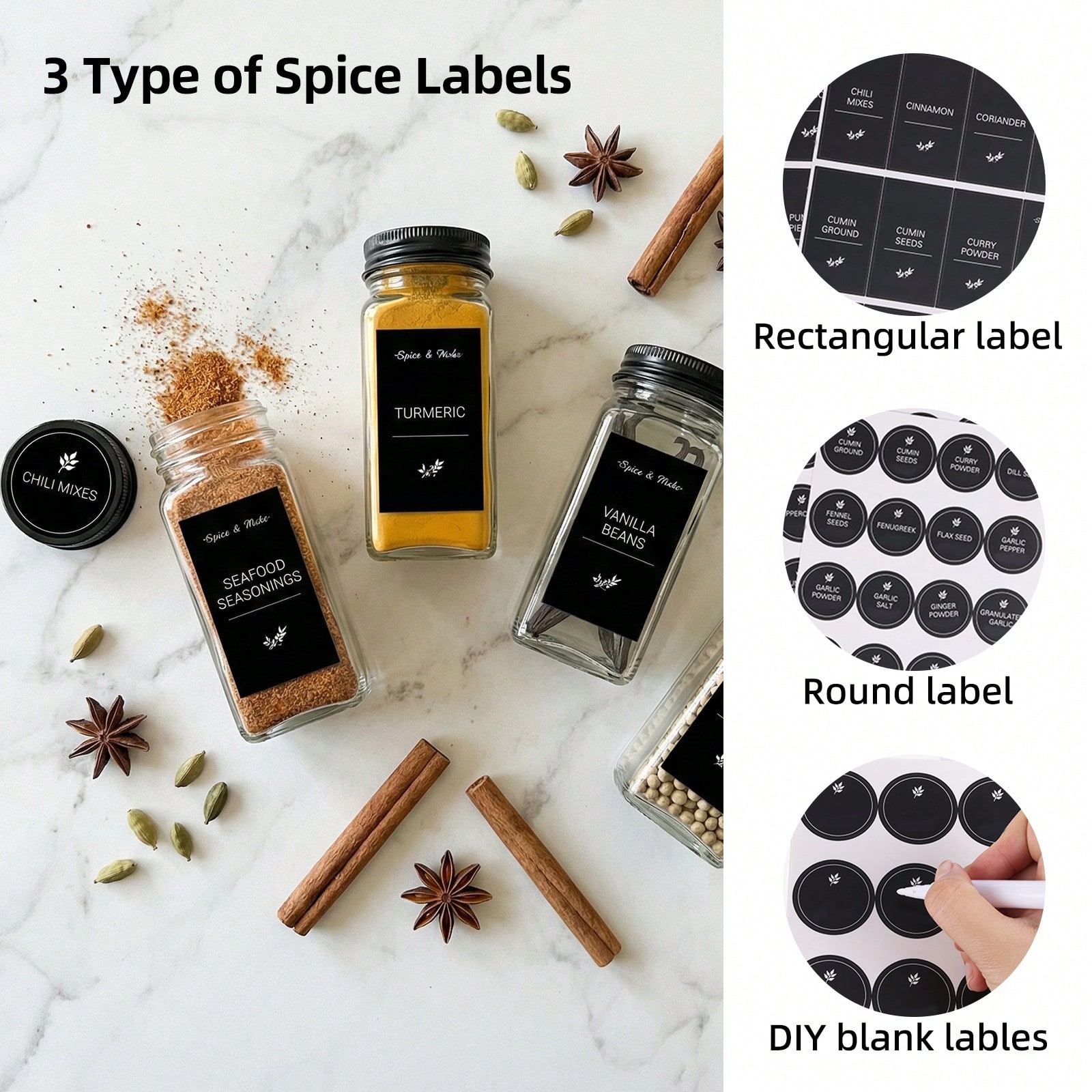 Set di 16/24/48 barattoli in v - Spice Jar Labels recensione e prezzo